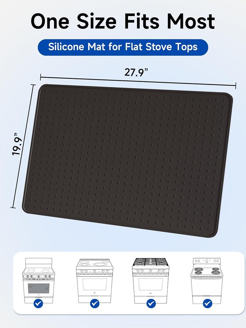 Bampanda Silicone Stove Top Cover for Electric Stove, Glass Stove Top Protector, Stovetop Cover Mat for Cooktop, Flat Range Cover, Oven Top Protector, Coffee Bar Mat, 28 x 20 in, Black - Image 3